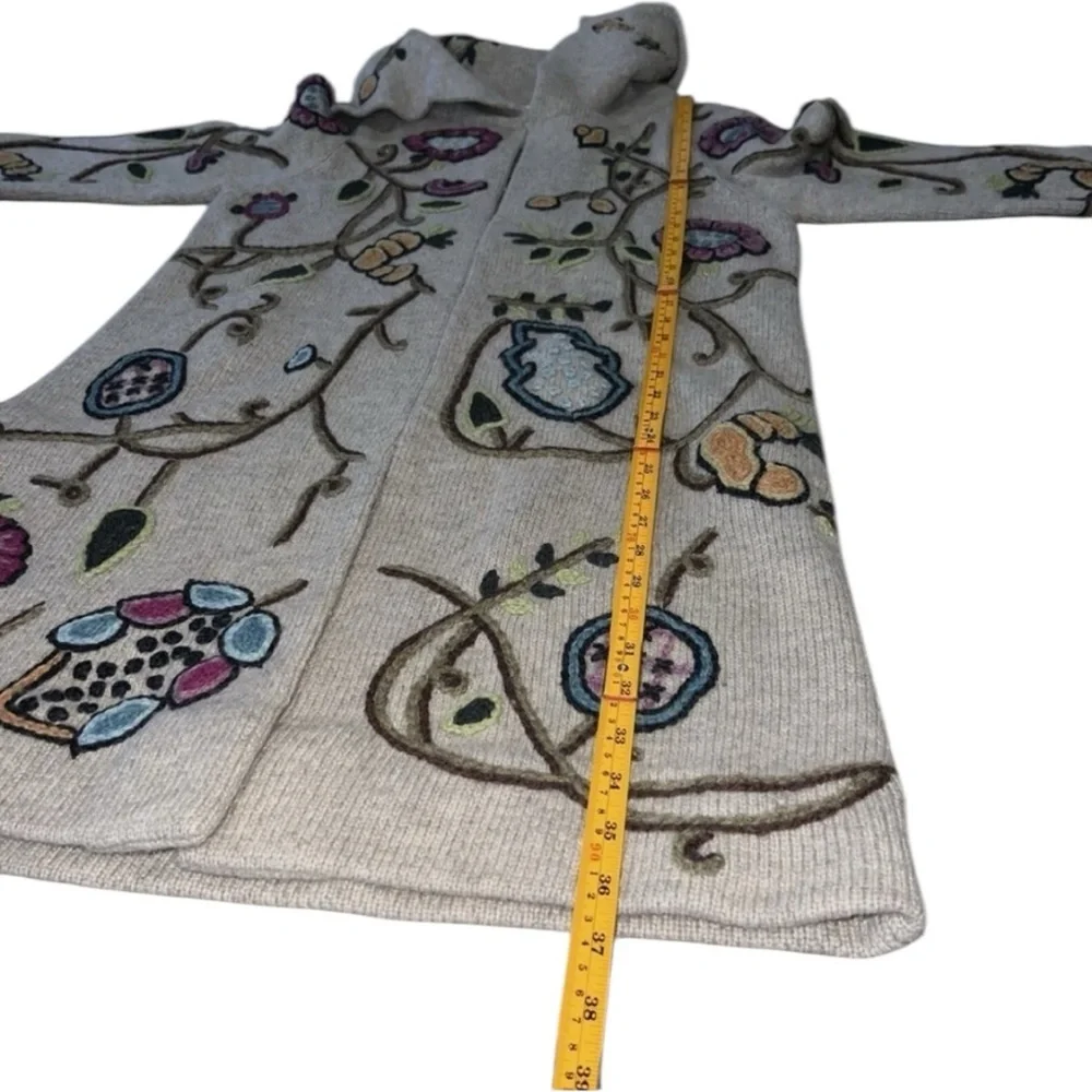 J Jill Cabin Core Embroidered Floral Wool Cardigan AOP Knit Woman’s Size Small - Picture 9 of 10